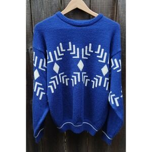 Vintage Unionbay 80's‎ Ski Colbolt Blue & White Cozy Oversized Winter Sweater